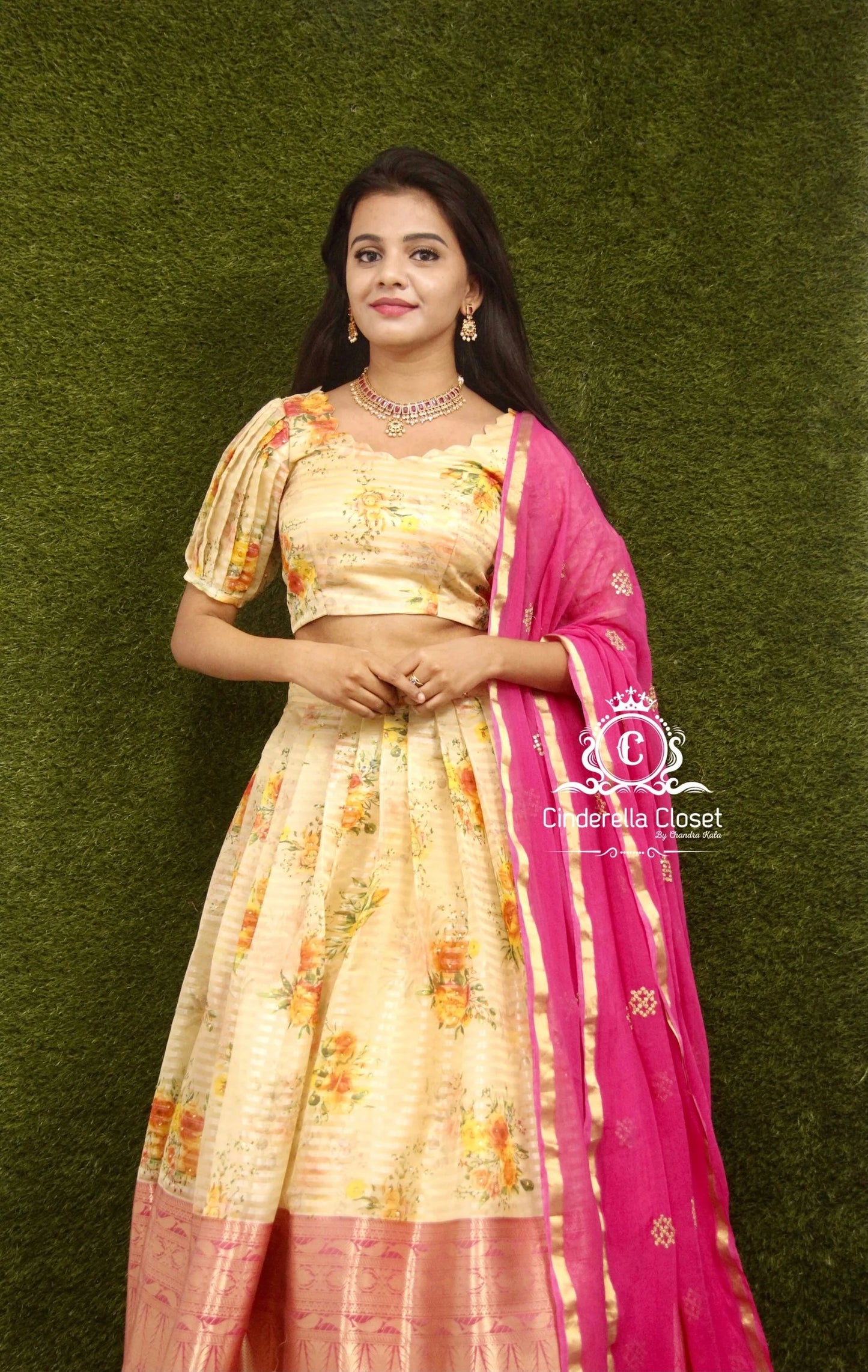 Floral organza lehenga