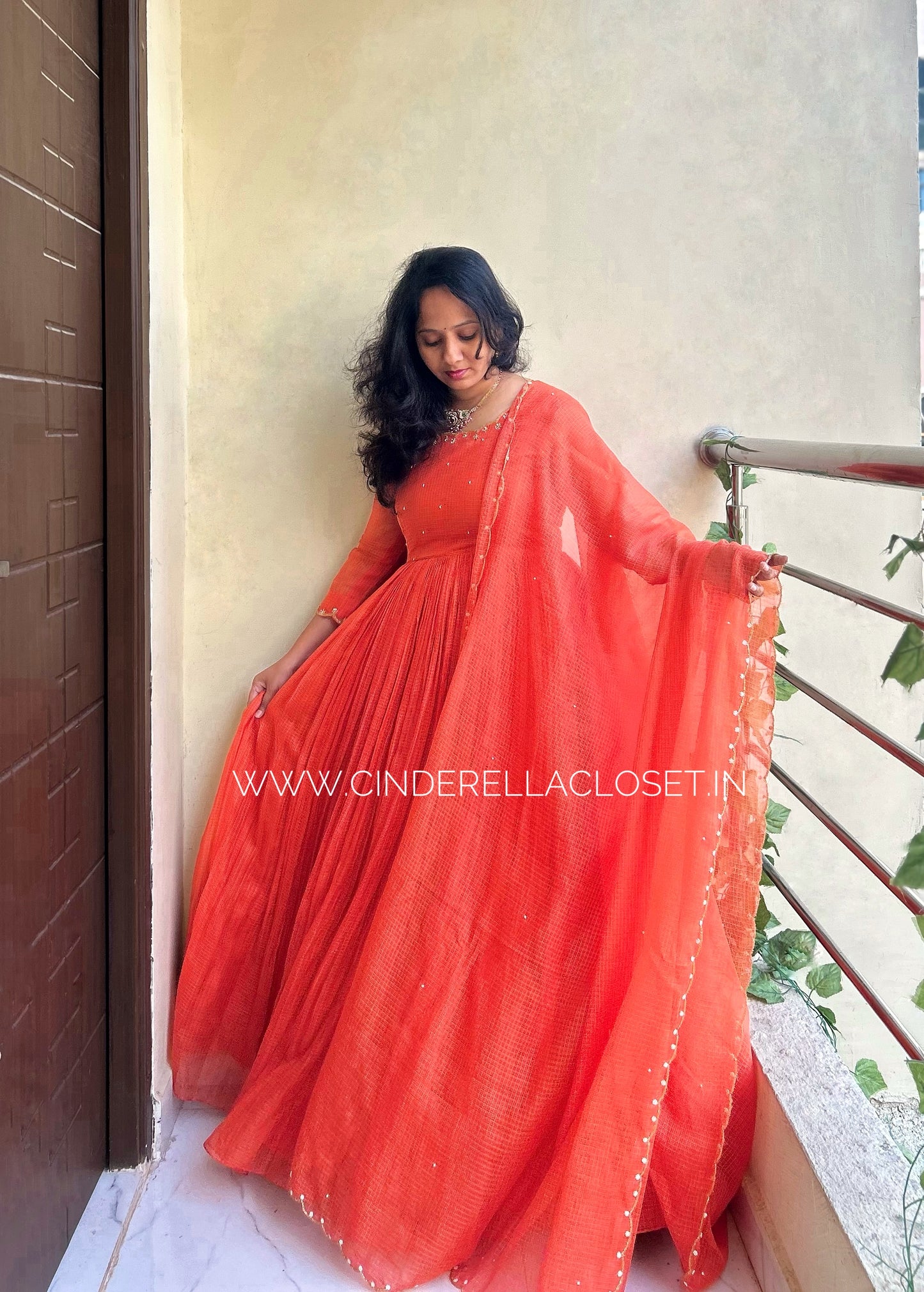 Coral Breeze Kota Cotton Anarkali