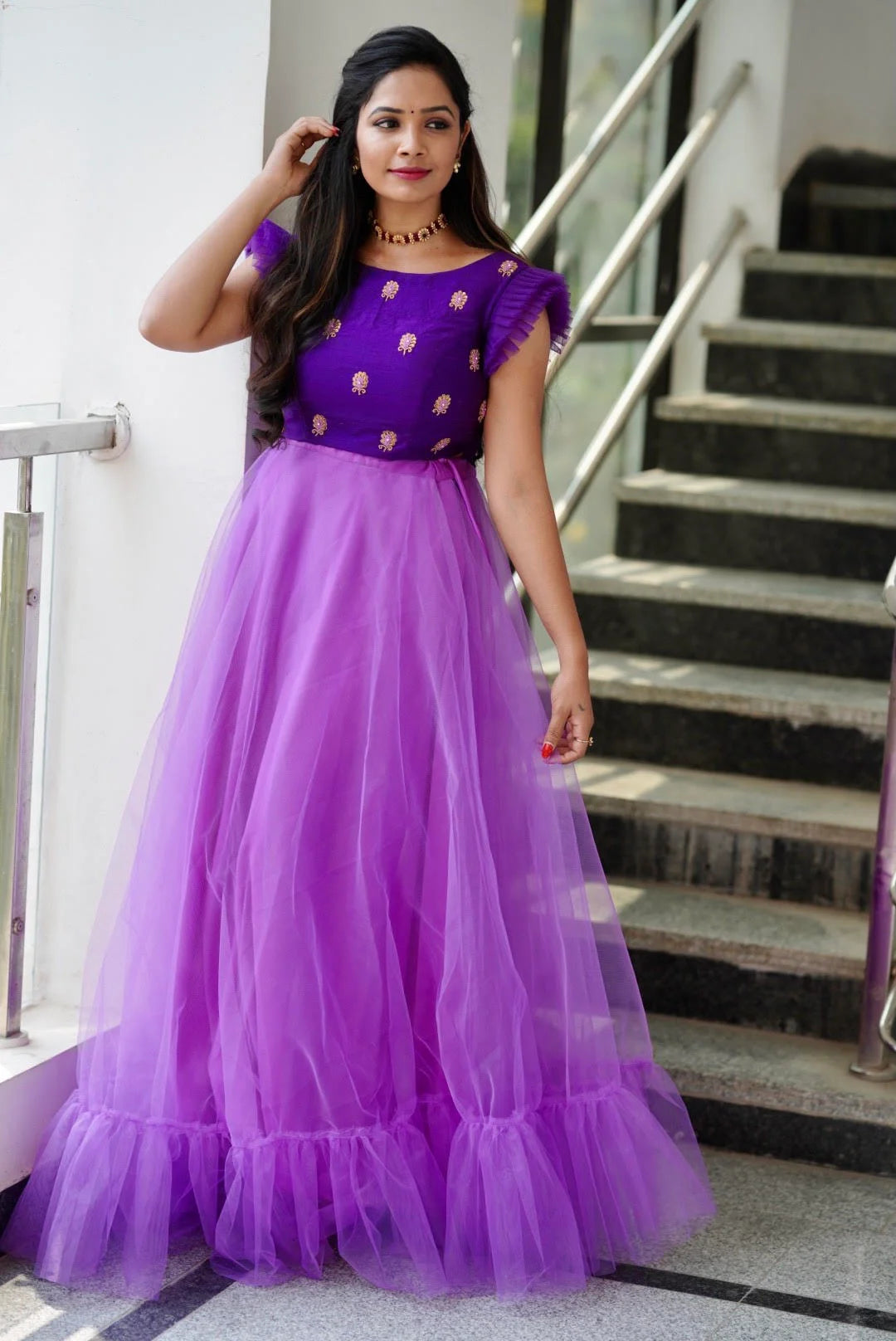 Lavender Ruffle lehenga
