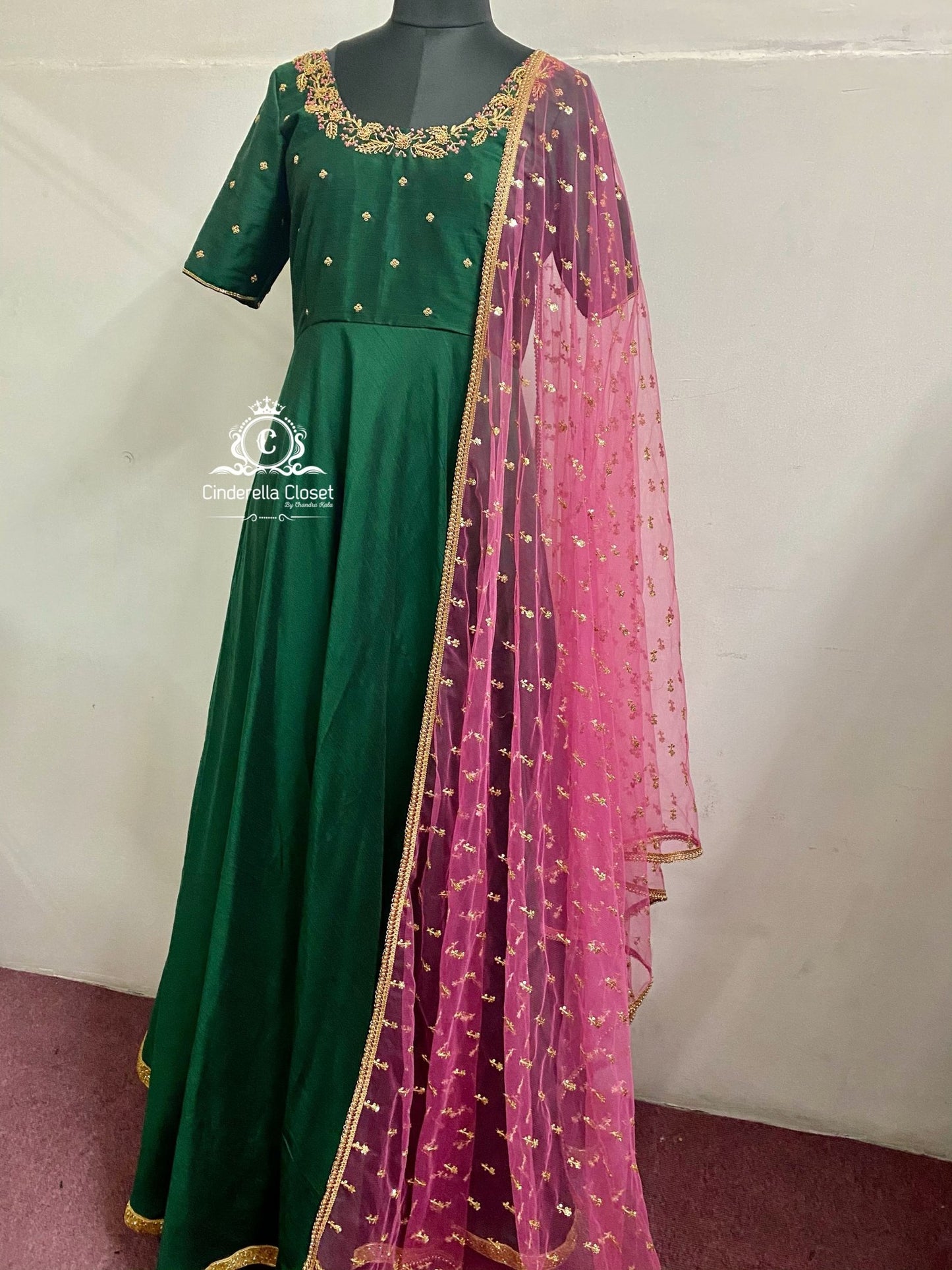 green slub cotton longfrock