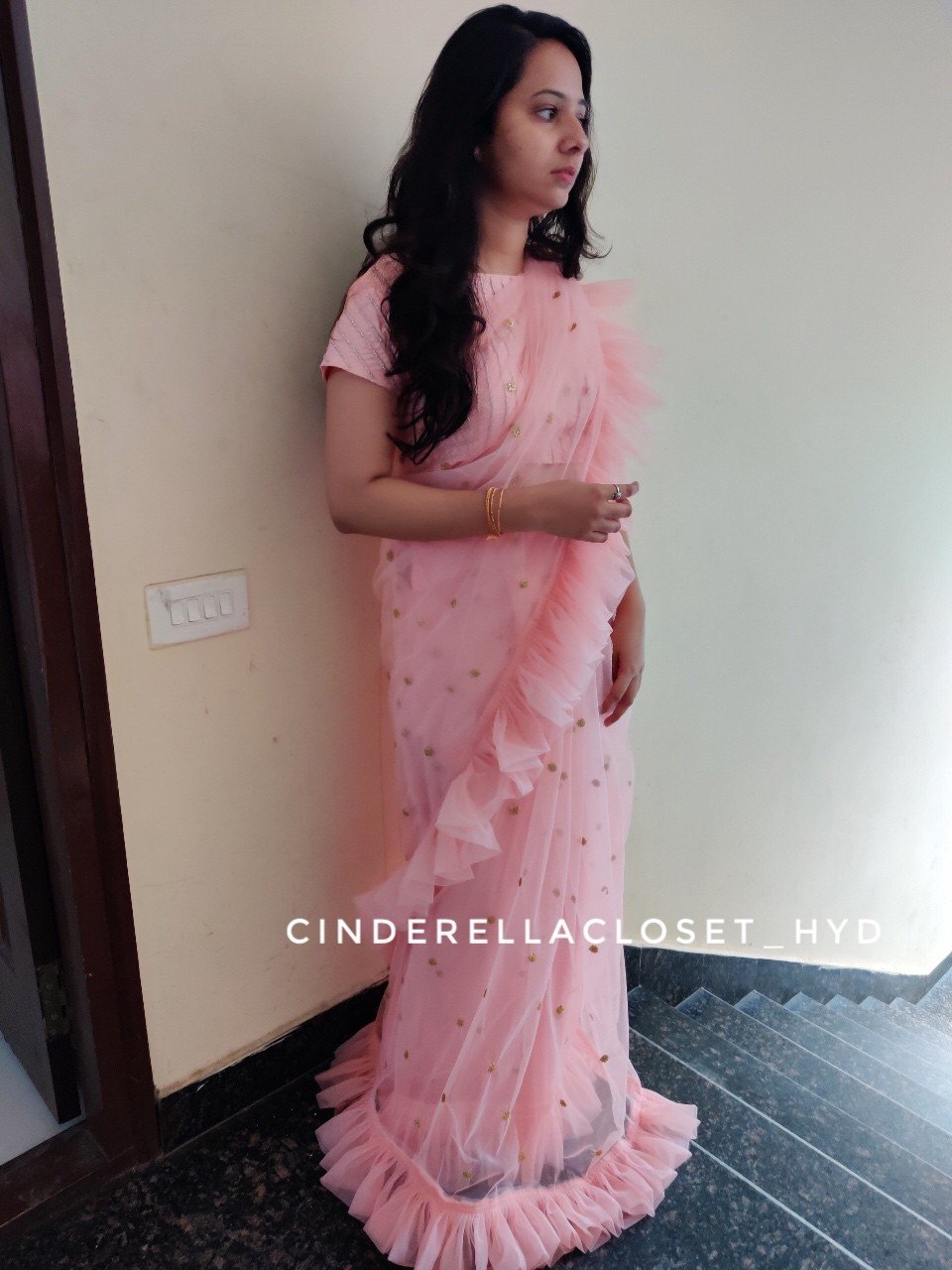 Ruffle saree
