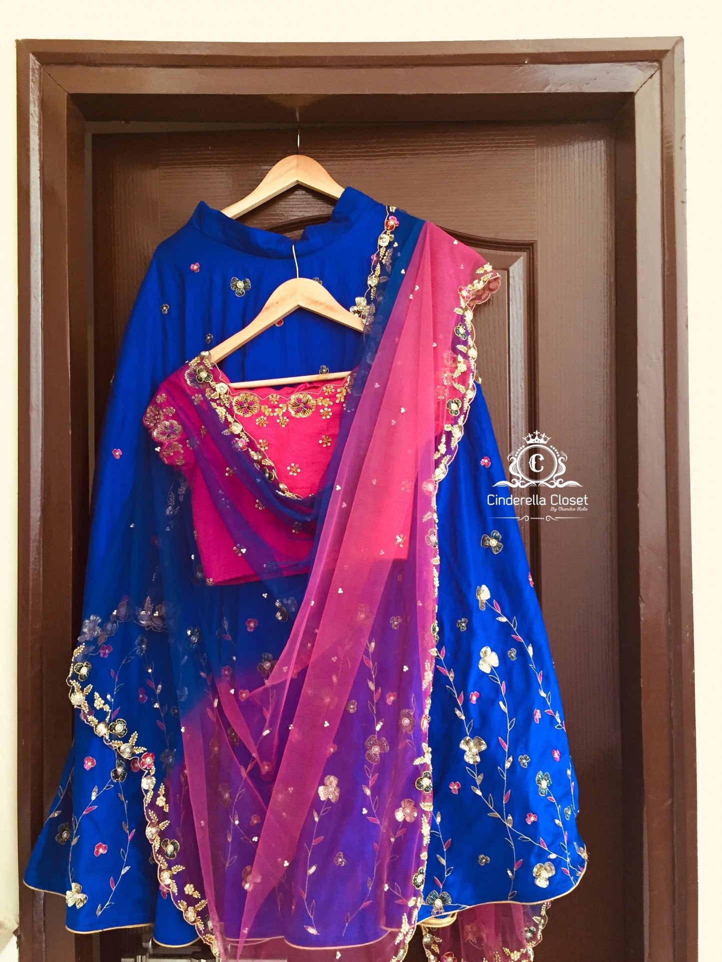Blue embroidery lehenga