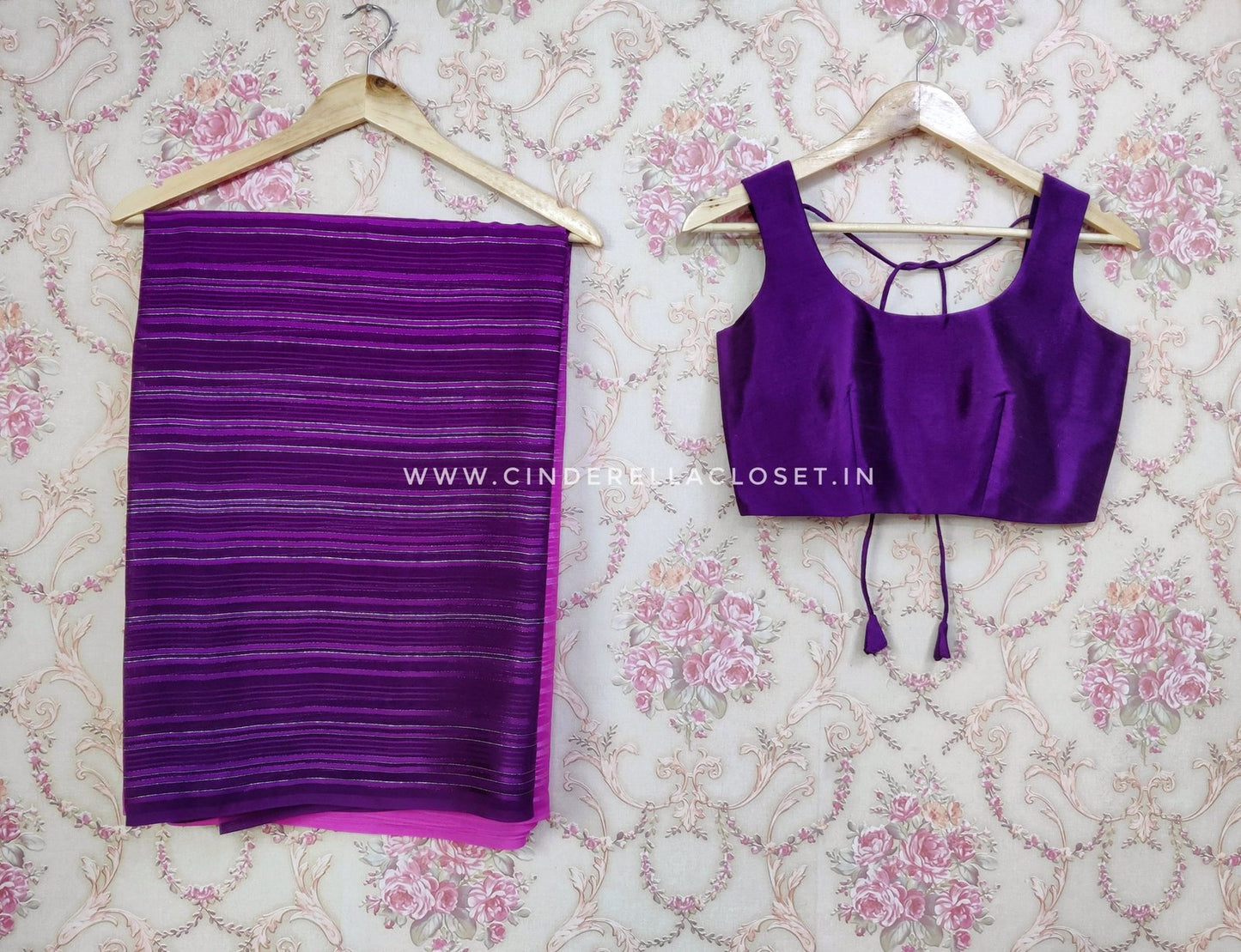 Purple Double shade saree with blouse