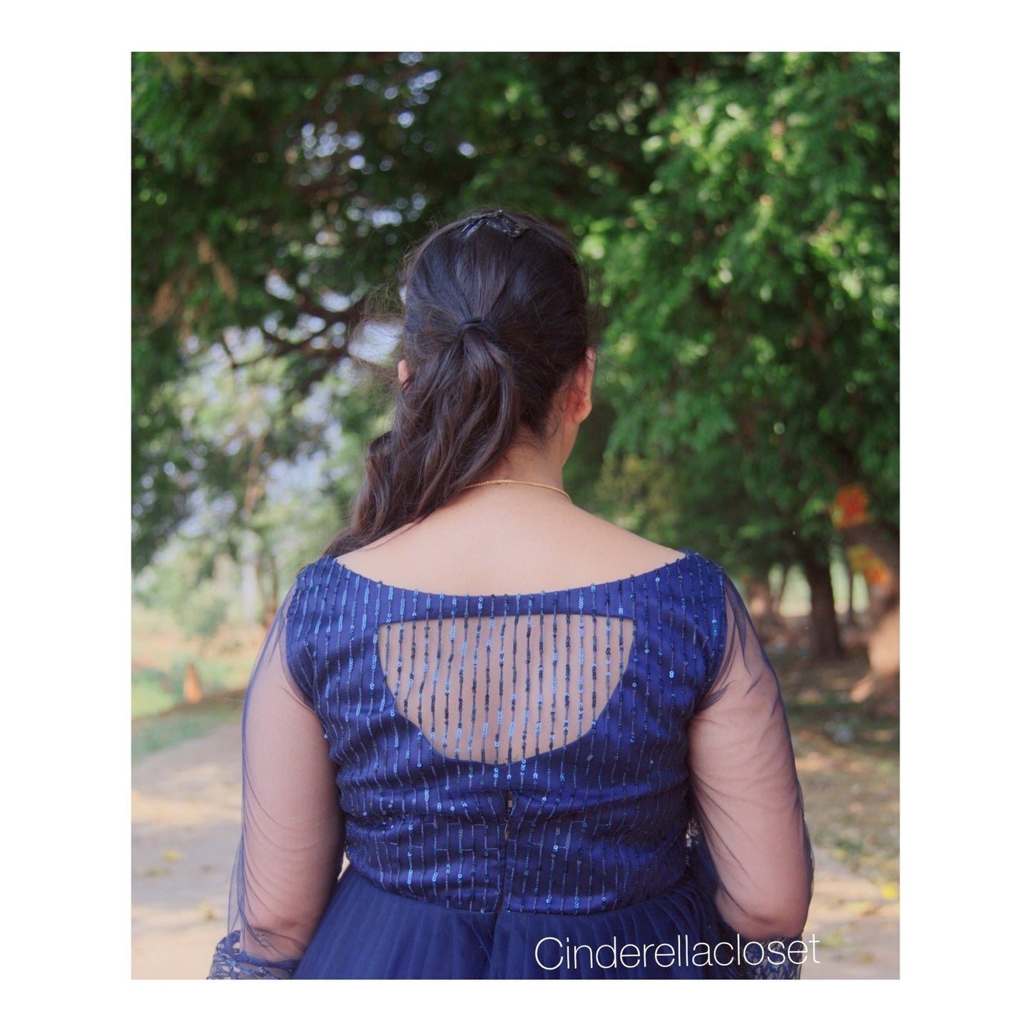 Navy blue colour netted frock