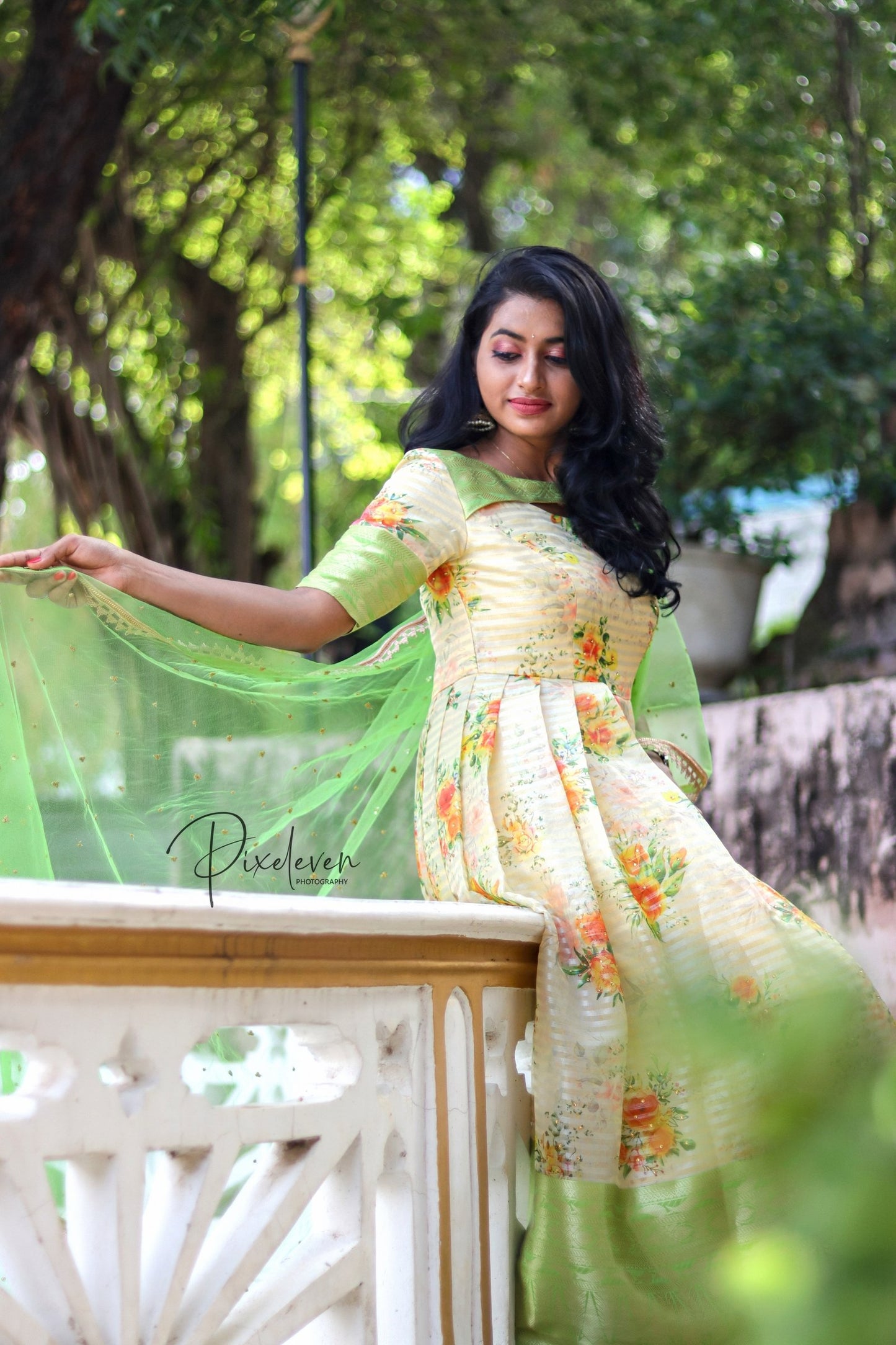 cream & green longfrock