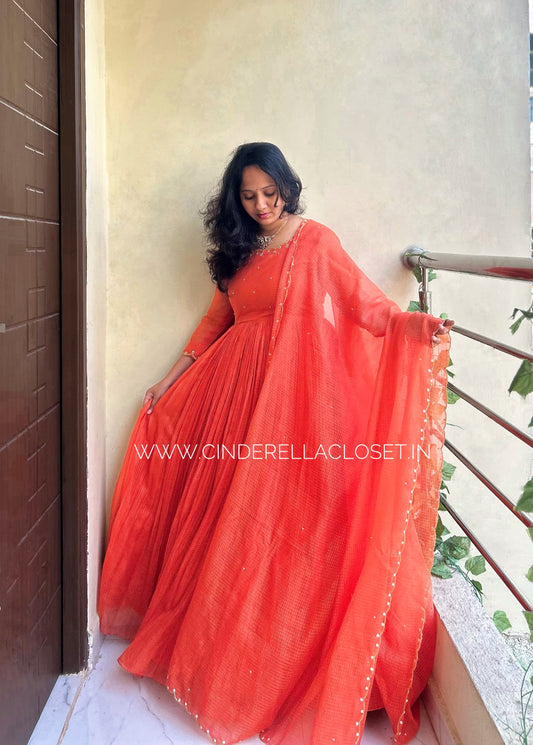 Coral Breeze Kota Cotton Anarkali