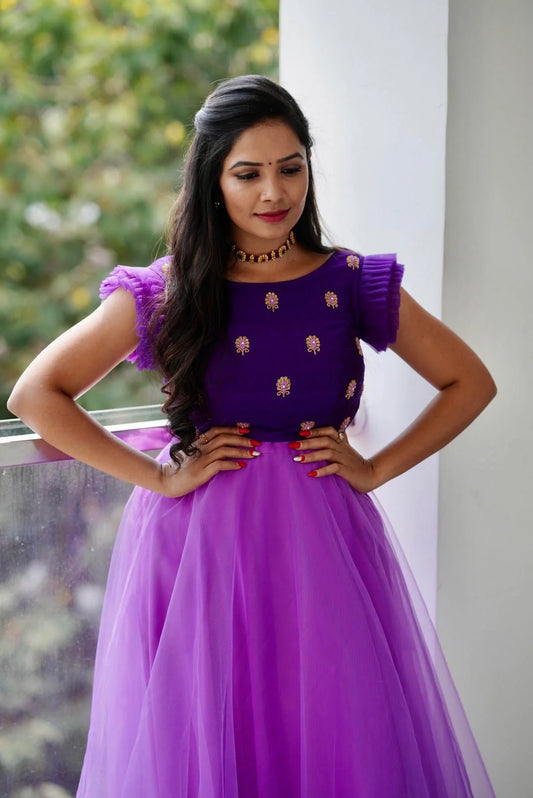 Lavender Ruffle lehenga