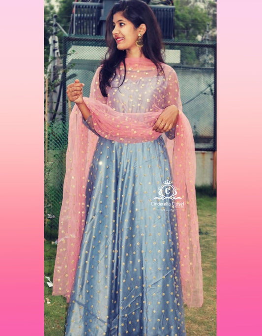 Grey colour anarkali frock