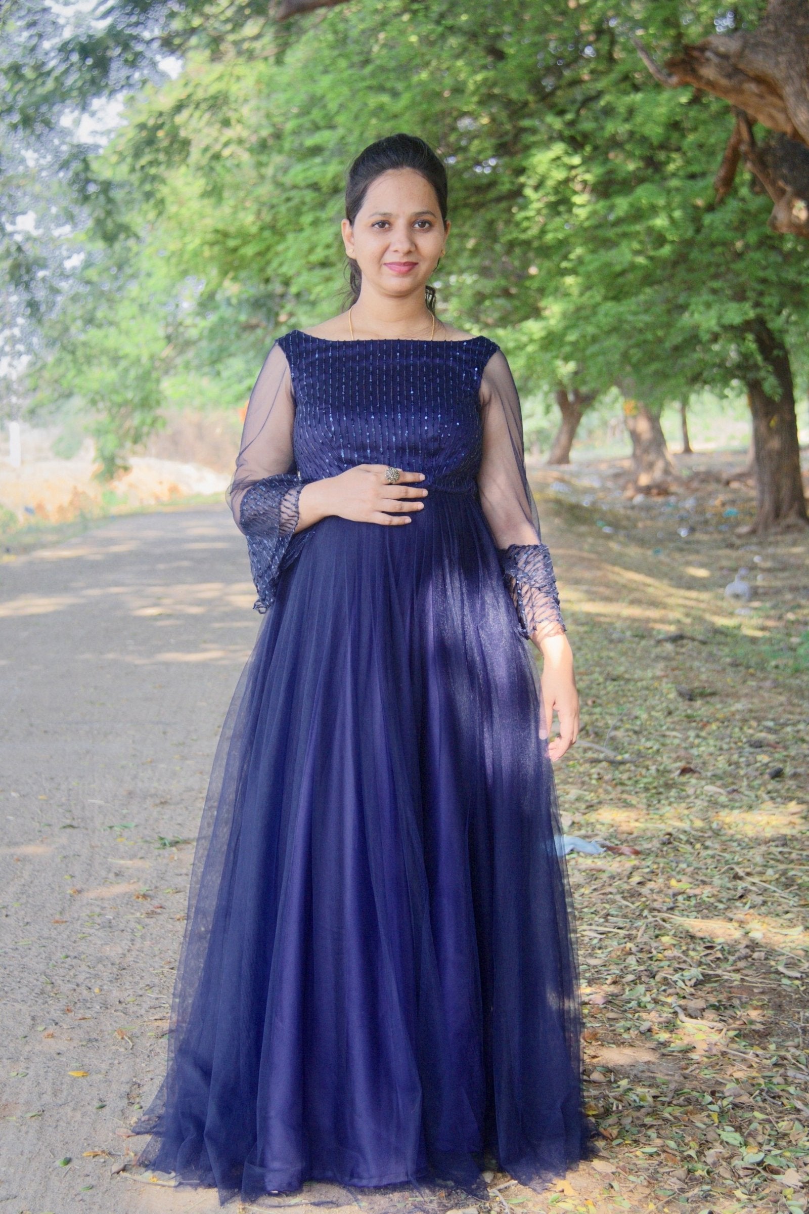 Navy blue colour netted frock