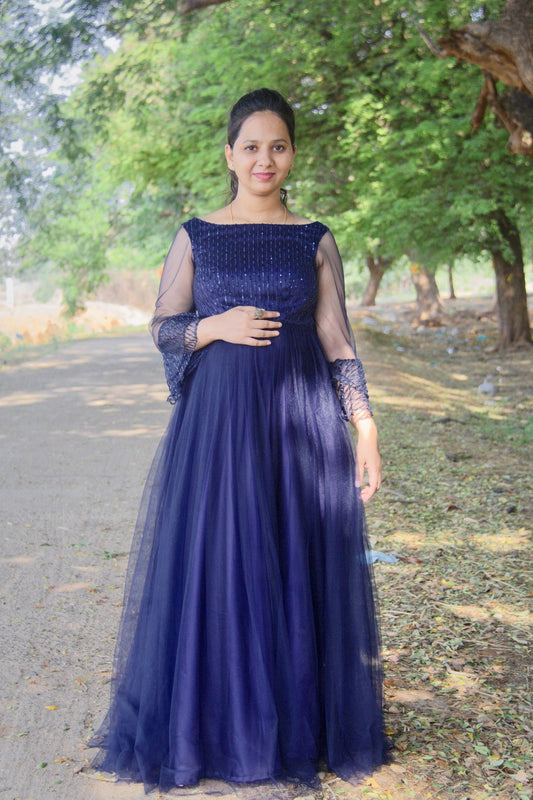 Navy blue colour netted frock